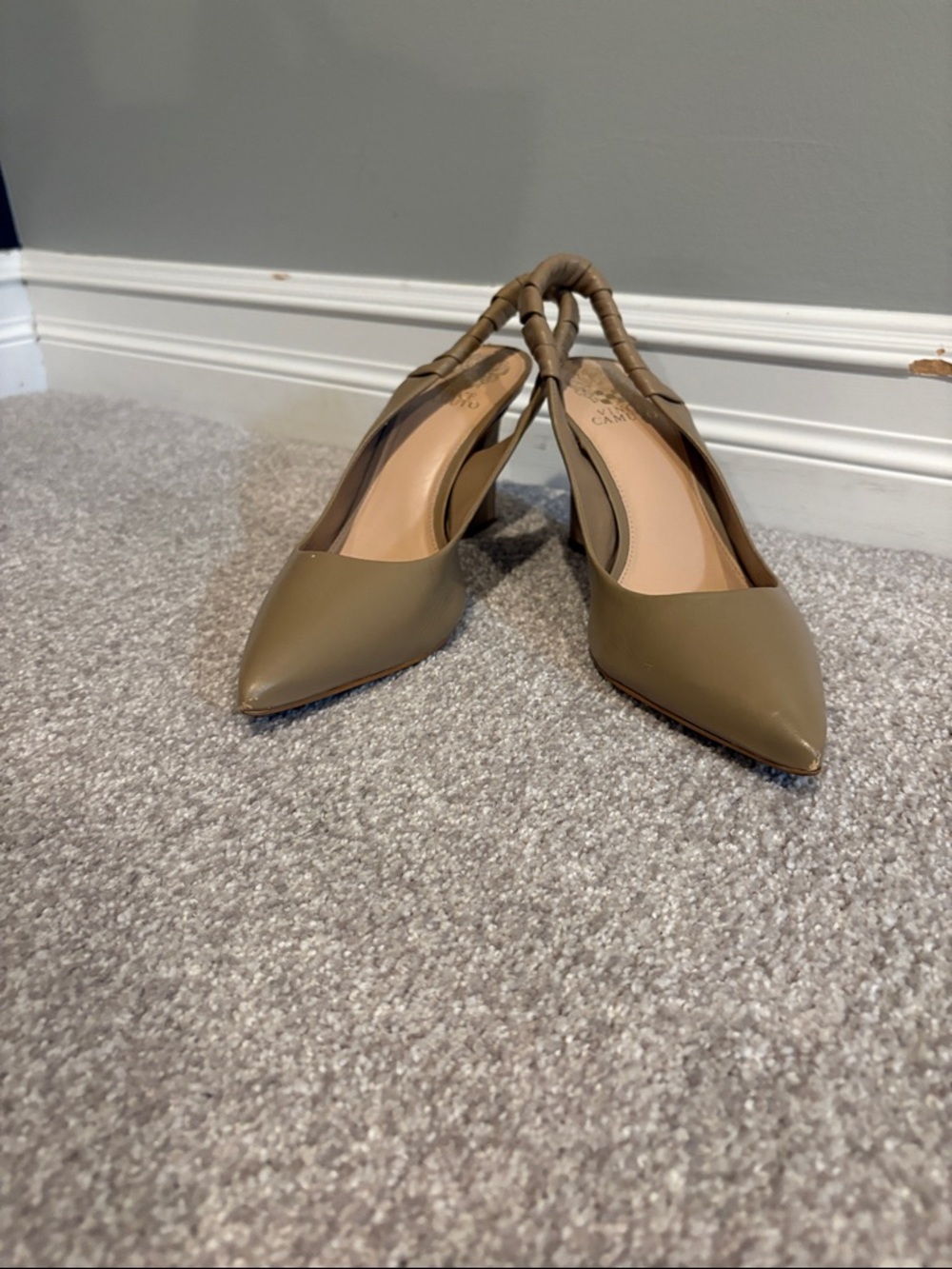 Vince Camuto Olive Green Pointed Slingback Pumps